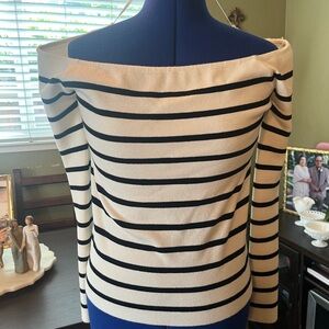 Forever 21 Black and White Off-Shoulder Sweater